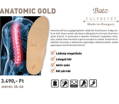 Batz talp betét unisex Talpbetét - 915 Anatomic Gold