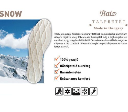 Batz talp betét unisex Talpbetét - 990 Snow