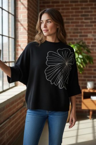 Key Fashion női pulóver - M25781P-fekete