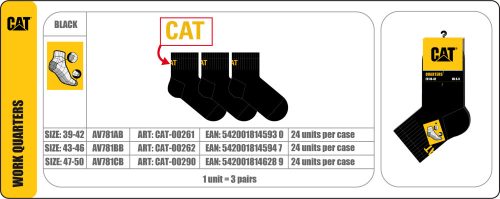 Caterpillar CAT AV781A 3ppk RVID MUNKAZOKNI, FEKETE Női zokni - SM-CAT-00261