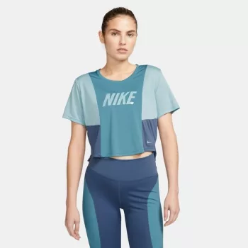   Nike Nike Dri-FIT One-Womens Color-Block Short-Sleeve Training Crop Top Női póló - SM-DQ5548-440